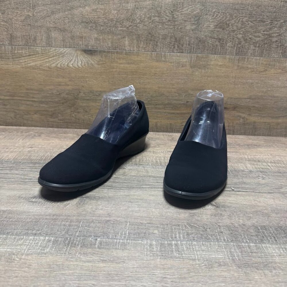 Ecco Felicia Black  Suede Wedge Heel Loafers Women's Size EU 40